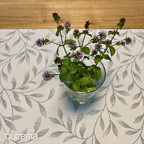 Tischdecke und Schal NIGHT LEAFS hellgrau