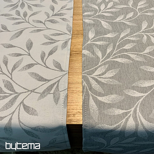 Tischdecke und Schal NIGHT LEAFS hellgrau