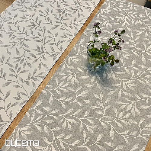 Tischdecke und Schal NIGHT LEAFS hellgrau