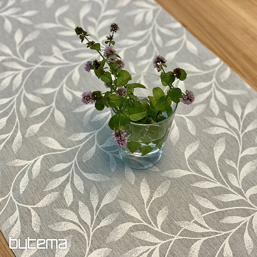 Tischdecke und Schal NIGHT LEAFS grau