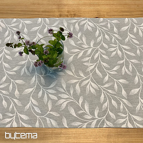Tischdecke und Schal NIGHT LEAFS grau