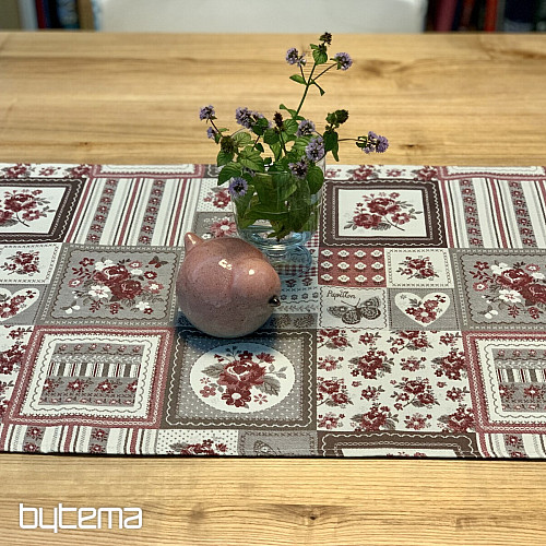 Tischdecke und Schal TOSCANA VALERY PATCHWORK bordeaux