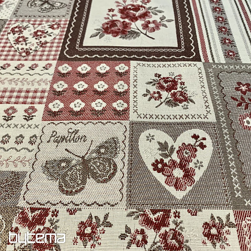 Tischdecke und Schal TOSCANA VALERY PATCHWORK bordeaux