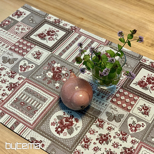 Tischdecke und Schal TOSCANA VALERY PATCHWORK bordeaux
