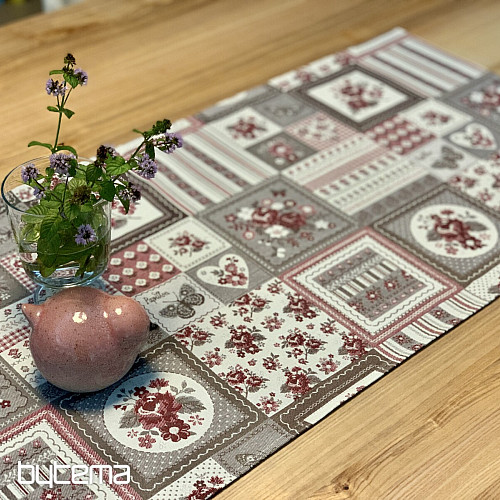 Tischdecke und Schal TOSCANA VALERY PATCHWORK bordeaux