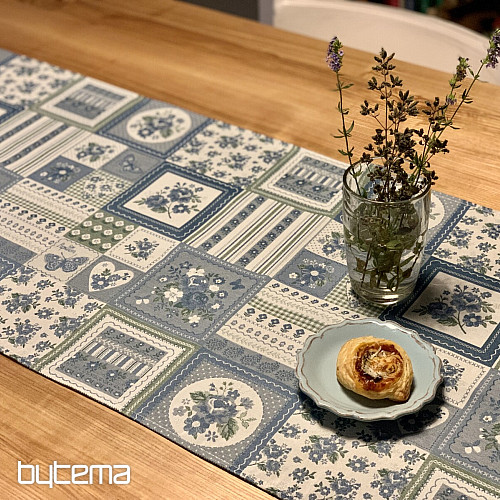 Tischdecke und Schal TOSCANA VALERY PATCHWORK blau