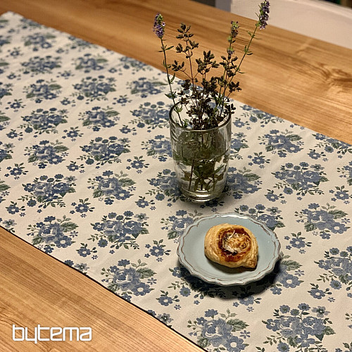 Tischdecke und Schal TOSCANA VALERY blaue Blume
