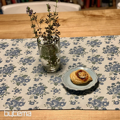 Tischdecke und Schal TOSCANA VALERY blaue Blume