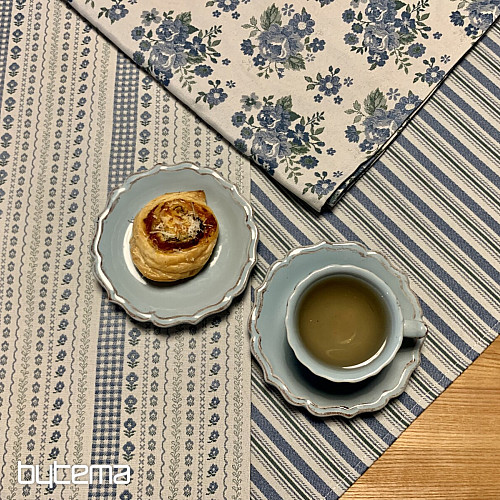 Tischdecke und Schal TOSCANA VALERY blaue Blume