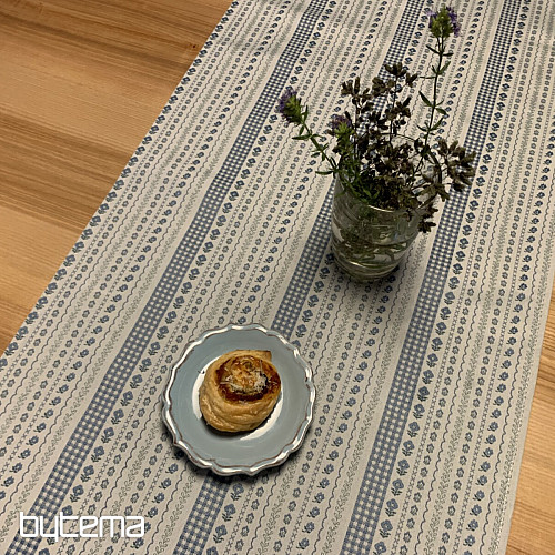 Tischdecke und Schal TOSCANA VALERY RIGA blau gestreift