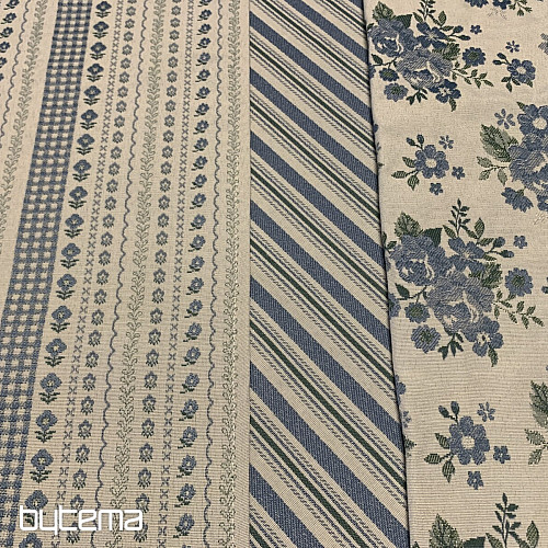 Tischdecke und Schal TOSCANA VALERY RIGA blau gestreift