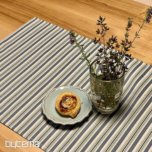 Tischdecke und Schal TOSCANA VALERY MULTI STRIPE blau