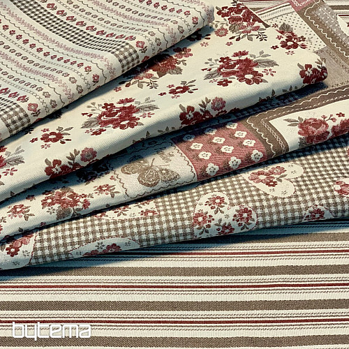Tischdecke und Schal TOSCANA VALERY MULTI STRIPE bordeaux