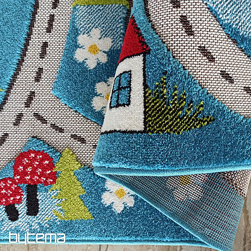 Kinderteppich Color Kids 02 blau – REISE IN DEN WALD