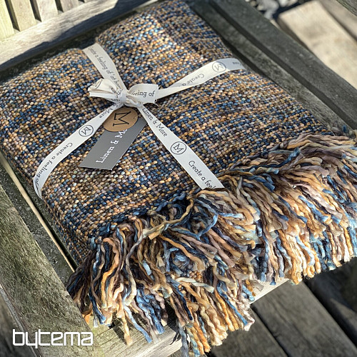 Luxuriöses Plaid YARA WOLF BROWN blau