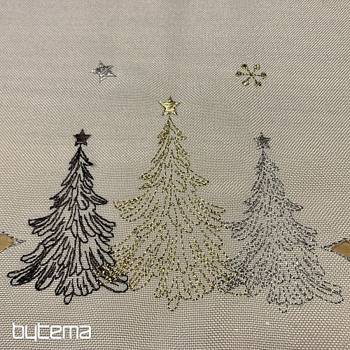 Bestickte Weihnachtstischdecke und Schals WEISSE GOLDBÄUME