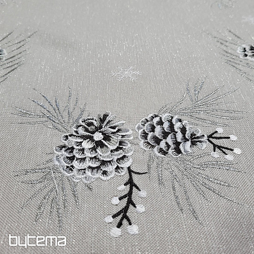 Bestickte Weihnachtstischdecke und Schals KEGELGRAU