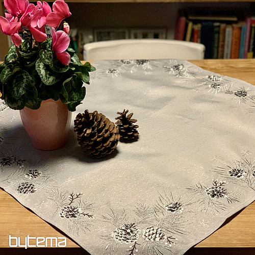 Bestickte Weihnachtstischdecke und Schals KEGELGRAU
