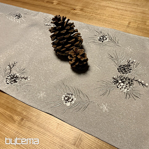 Bestickte Weihnachtstischdecke und Schals KEGELGRAU