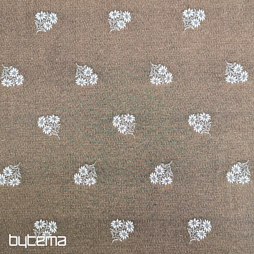 Dekostoff ALPENBLUMEN Jacquard BRAUN