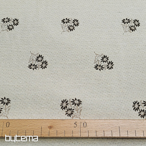 Dekostoff ALPENBLUMEN Jacquard BRAUN