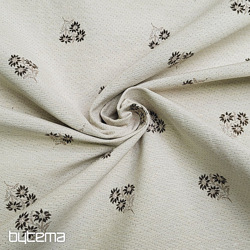 Dekostoff ALPENBLUMEN Jacquard BRAUN