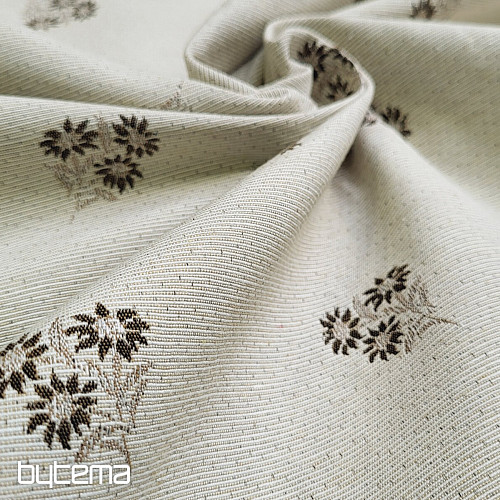 Dekostoff ALPENBLUMEN Jacquard BRAUN