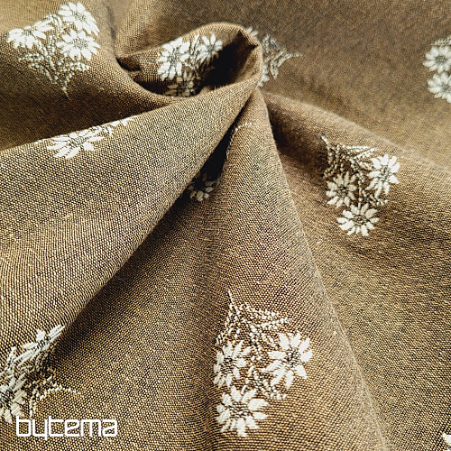 Dekostoff ALPENBLUMEN Jacquard BRAUN