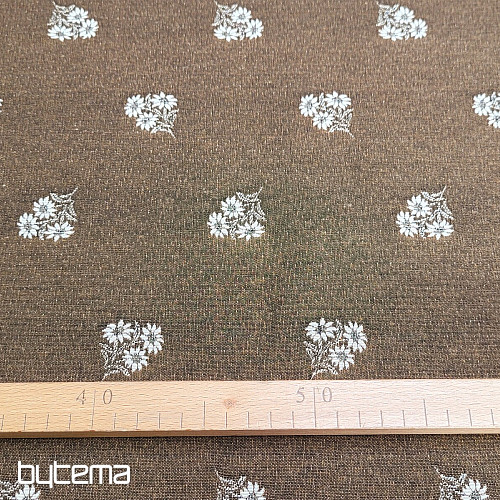 Dekostoff ALPENBLUMEN Jacquard BRAUN