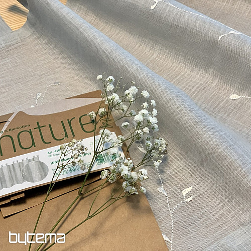 NATUR Gerster Fertigvorhang BESTICKTE Zweige WEISS