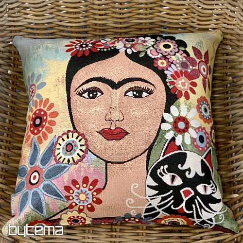 Gobelin-Kissenbezug FRIDA mit einer Katze