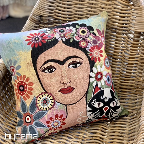Gobelin-Kissenbezug FRIDA mit einer Katze