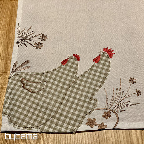 Bestickte Tischdecke und Schal SLEPIČKA kariert