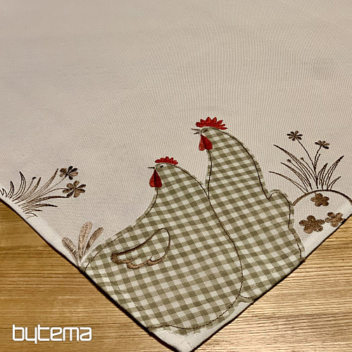 Bestickte Tischdecke und Schal SLEPIČKA kariert