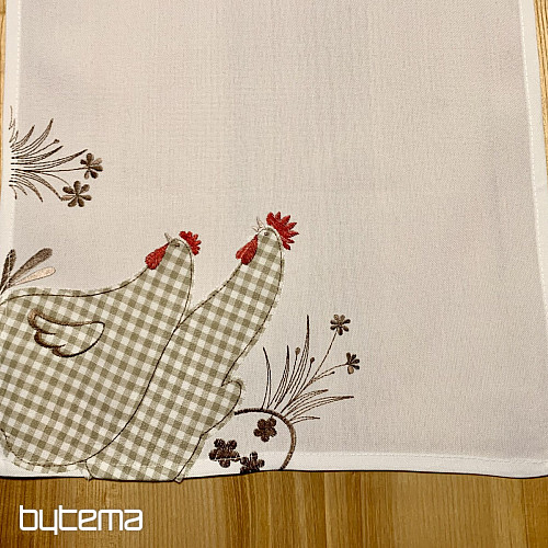 Bestickte Tischdecke und Schal SLEPIČKA kariert