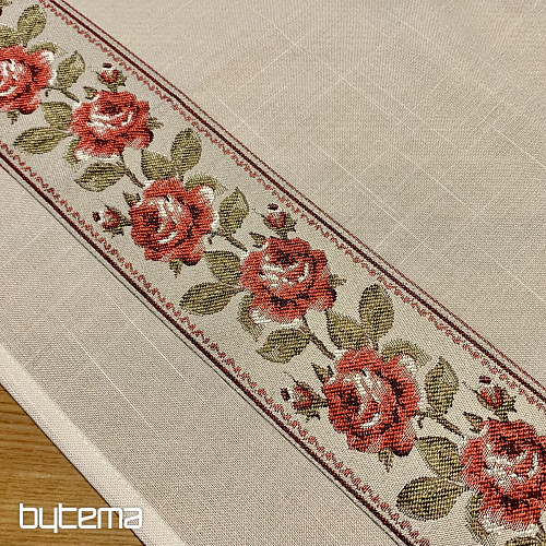 Bestickte Tischdecke und Schal ROSEN