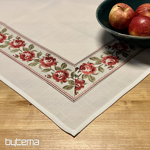 Bestickte Tischdecke und Schal ROSEN