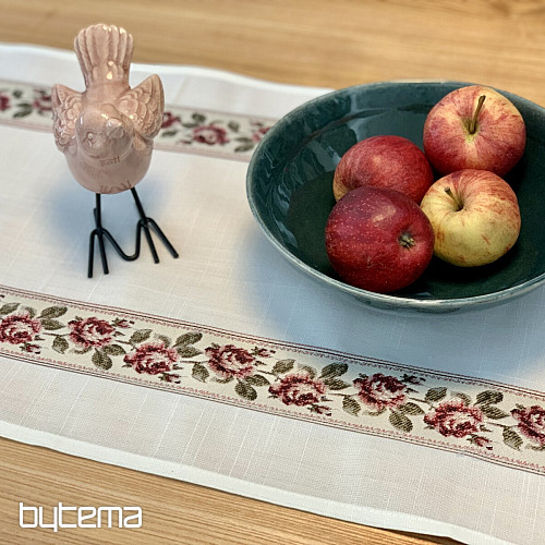 Bestickte Tischdecke und Schal ROSEN