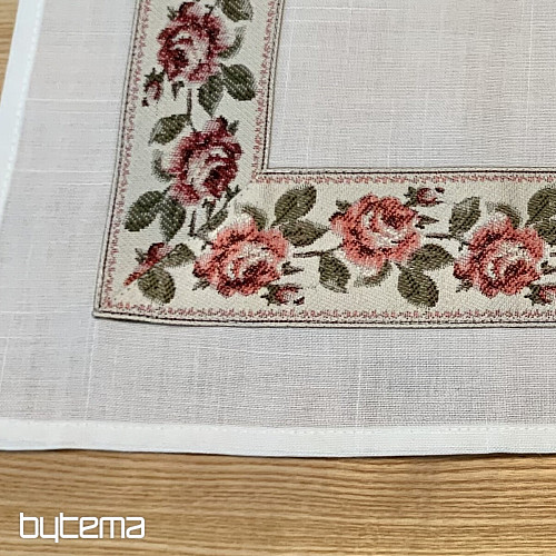 Bestickte Tischdecke und Schal ROSEN