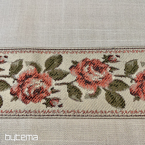 Bestickte Tischdecke und Schal ROSEN