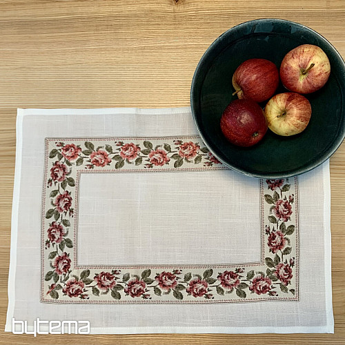 Bestickte Tischdecke und Schal ROSEN