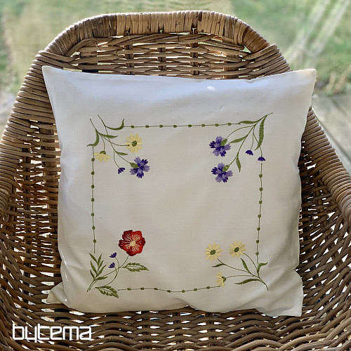 Bestickter Kissenbezug BLUMEN IM QUADRAT