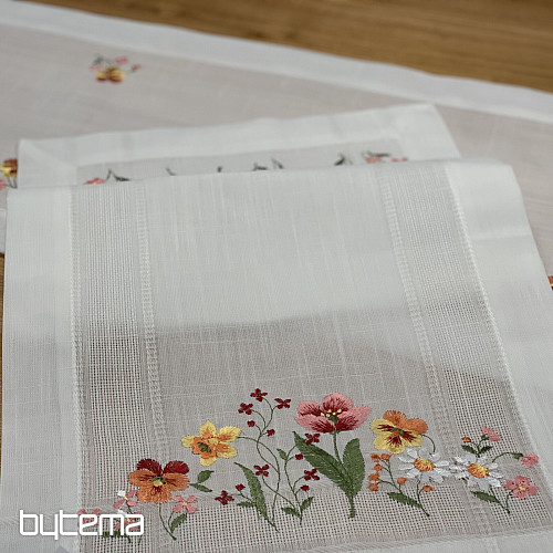 Bestickte Tischdecke und Schal GARTENBLUMEN