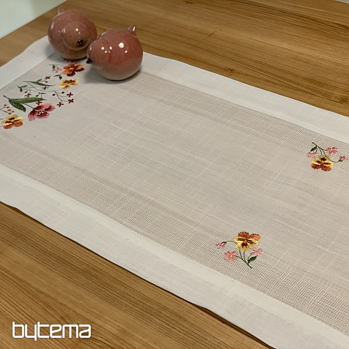 Bestickte Tischdecke und Schal GARTENBLUMEN