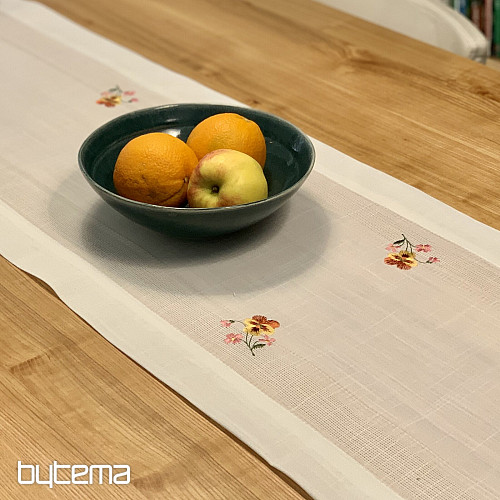 Bestickte Tischdecke und Schal GARTENBLUMEN