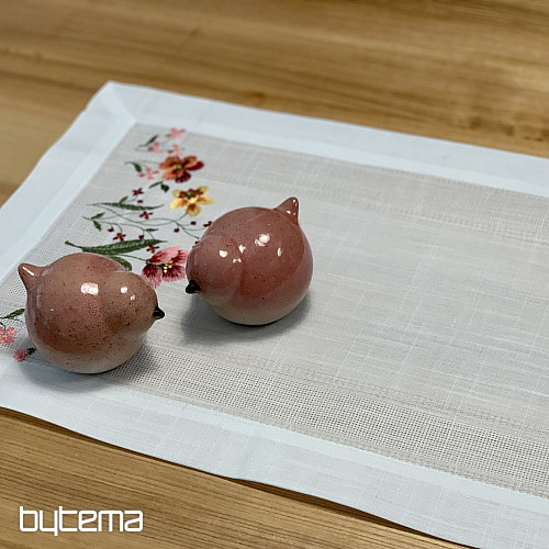 Bestickte Tischdecke und Schal GARTENBLUMEN