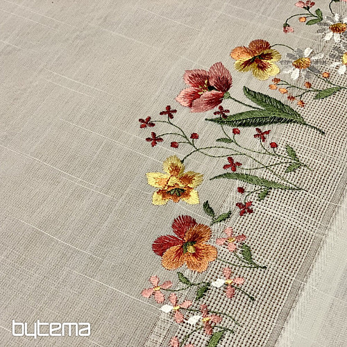 Bestickte Tischdecke und Schal GARTENBLUMEN