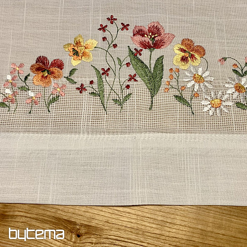Bestickte Tischdecke und Schal GARTENBLUMEN