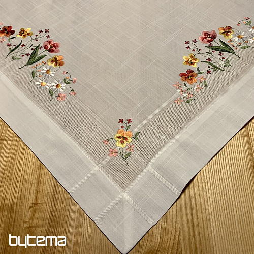 Bestickte Tischdecke und Schal GARTENBLUMEN