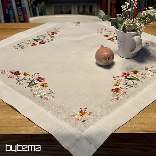 Bestickte Tischdecke und Schal GARTENBLUMEN